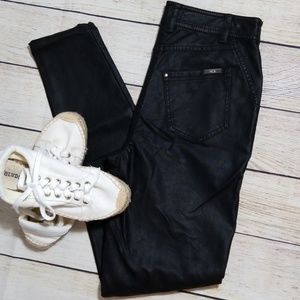 Deca-Paris Black Leather Like Straight Leg Pants
